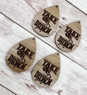 Wood Engraved Wrestling Take Down Season Sports Earring Blanks, Finished Walnut Blank, DIY Jewelry Making