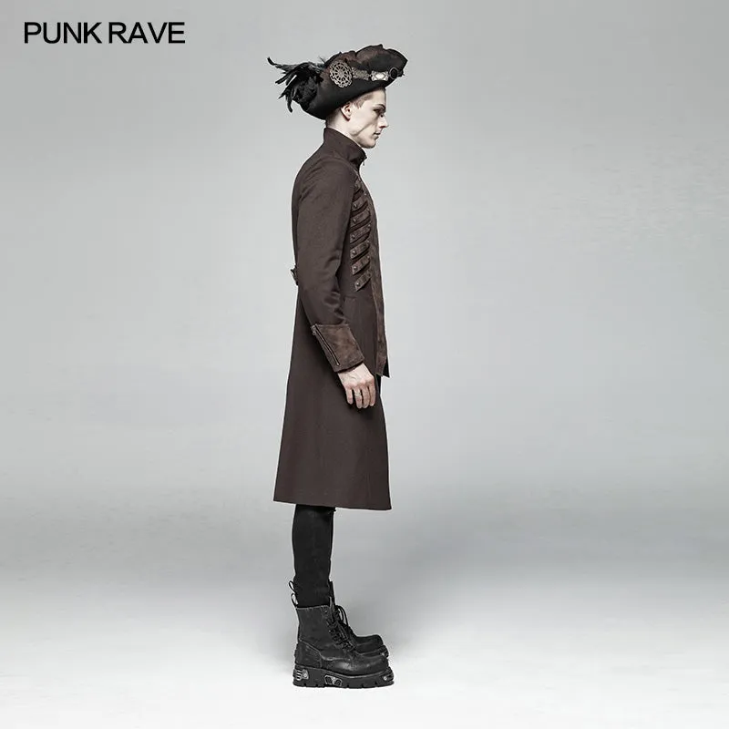 WY-1000 Steampunk Stand-up Collar Mid-length Coat
