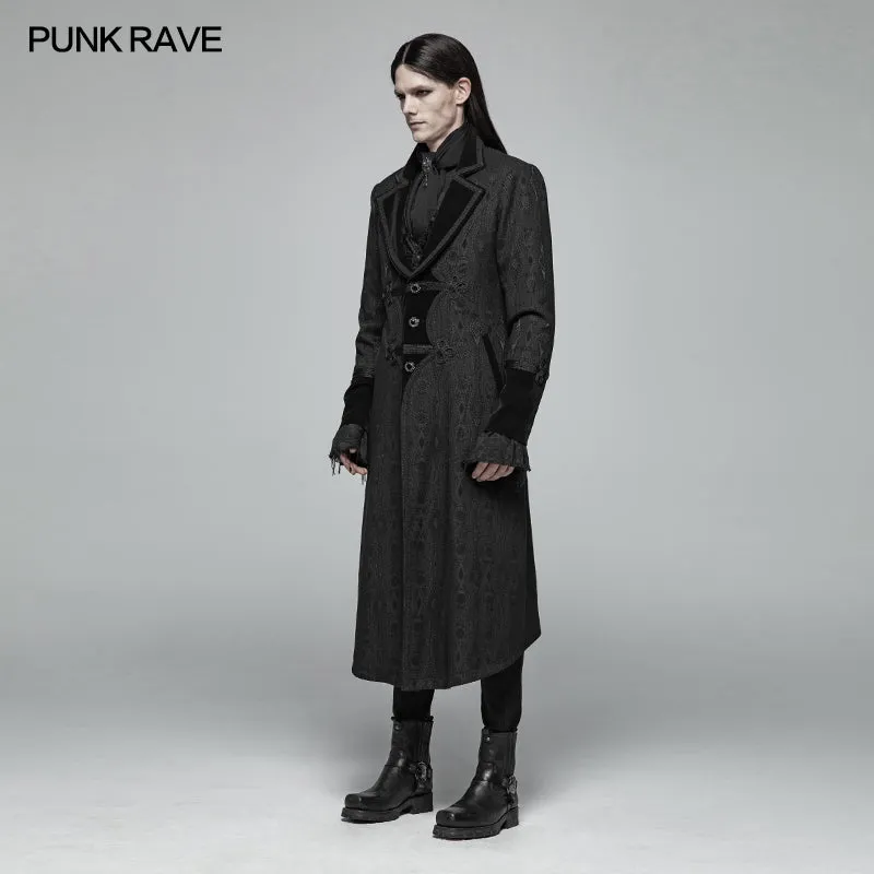 WY-1010 Men Goth Vampire Master Mid-length Jacket V-neck Long Sleeve Coat