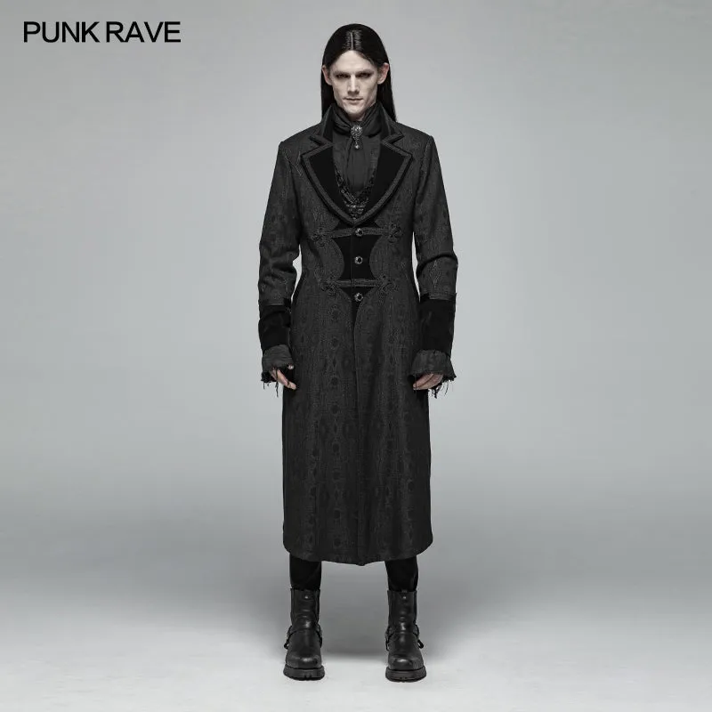 WY-1010 Men Goth Vampire Master Mid-length Jacket V-neck Long Sleeve Coat