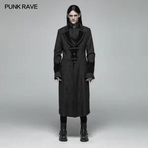 WY-1010 Men Goth Vampire Master Mid-length Jacket V-neck Long Sleeve Coat