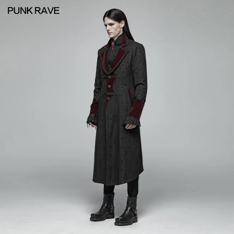WY-1010 Men Goth Vampire Master Mid-length Jacket V-neck Long Sleeve Coat