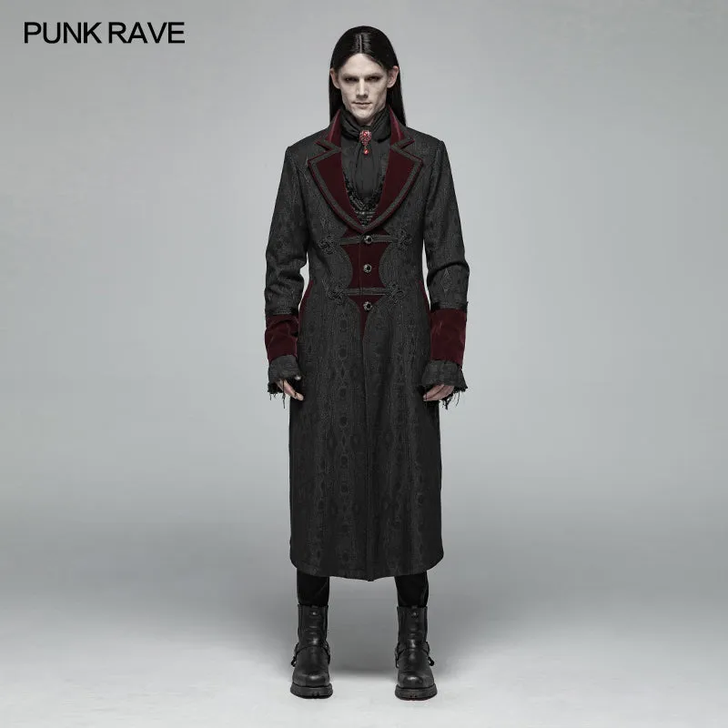 WY-1010 Men Goth Vampire Master Mid-length Jacket V-neck Long Sleeve Coat