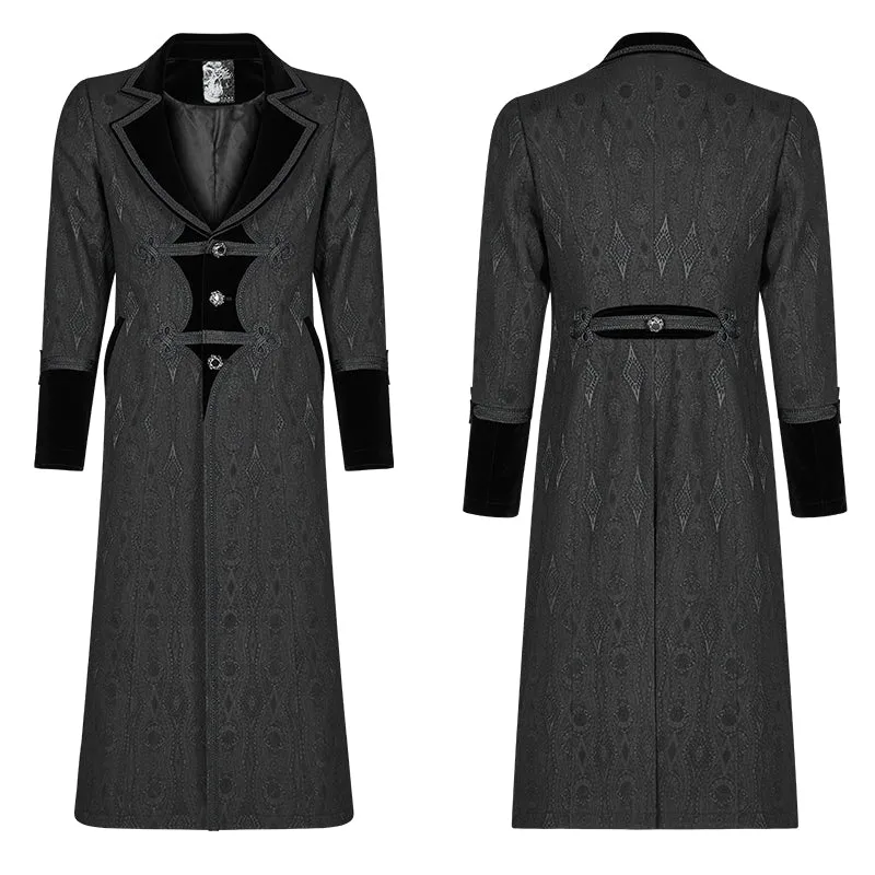 WY-1010 Men Goth Vampire Master Mid-length Jacket V-neck Long Sleeve Coat