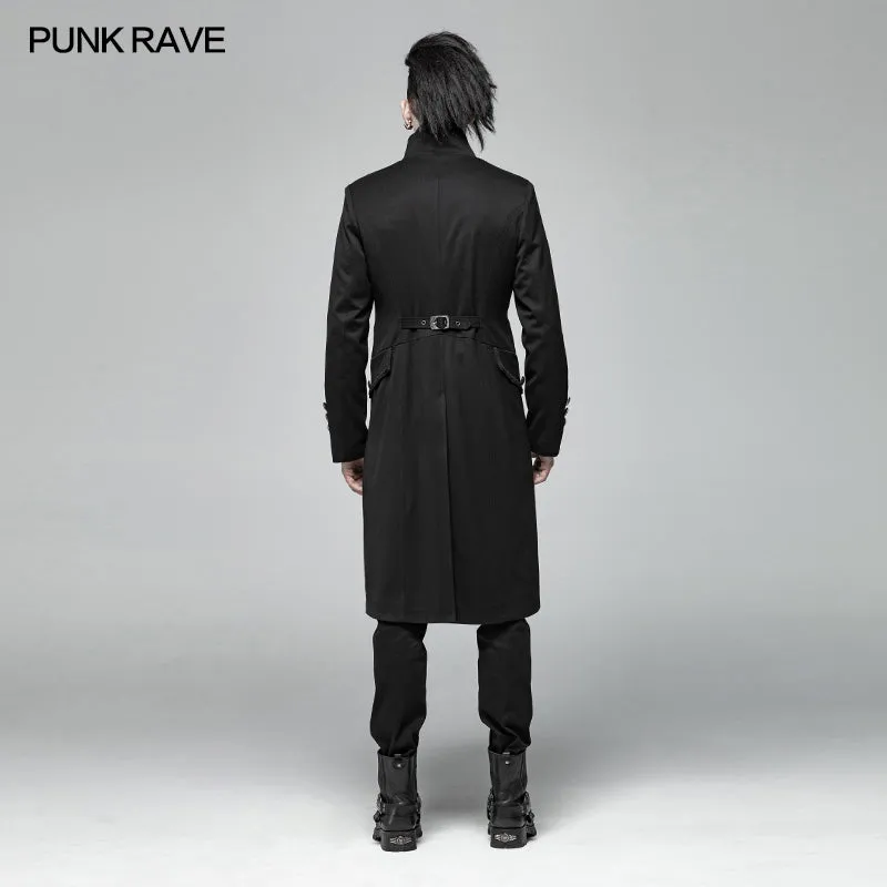 WY-1019 Men Gothic Standing Collar Mid-length Coat