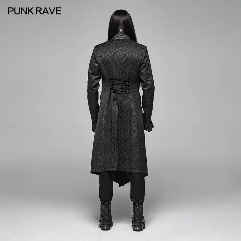 WY-1030 Gothic Vintage Jacquard V-neck Mid-length Coat