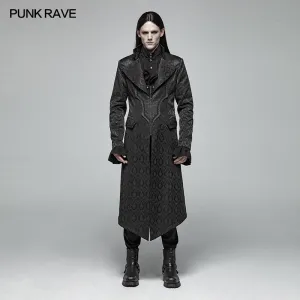 WY-1030 Gothic Vintage Jacquard V-neck Mid-length Coat
