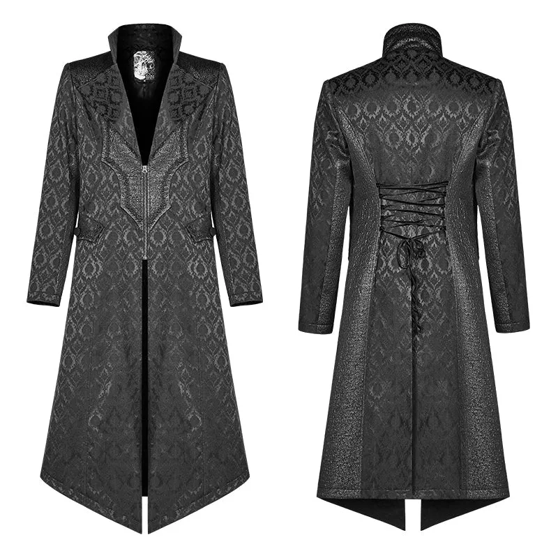 WY-1030 Gothic Vintage Jacquard V-neck Mid-length Coat
