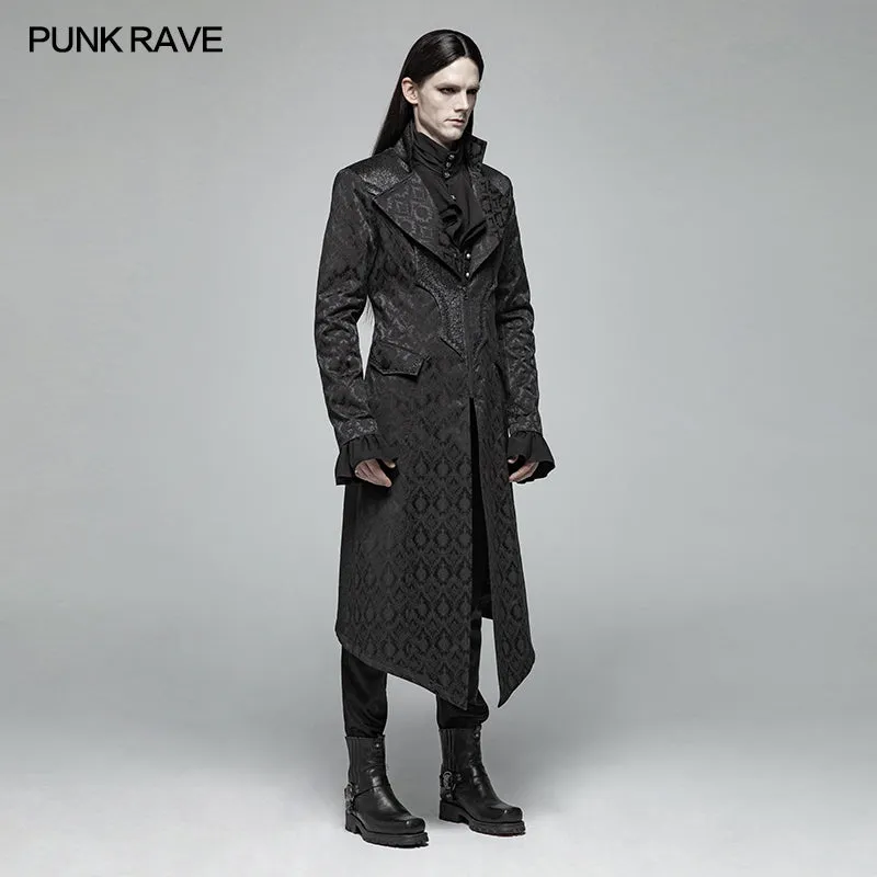 WY-1030 Gothic Vintage Jacquard V-neck Mid-length Coat